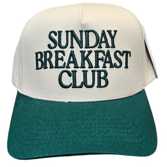 Hat Sunday Breakfast Club Cotton Snapback Adjustable Baseball Cap Cream Green - Picture 1 of 2